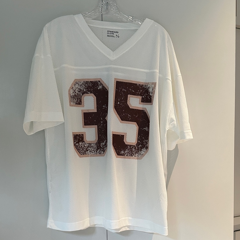 White Mesh Jersey with Brown Number